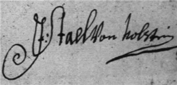 Johan Staël von Holsteins namnteckning